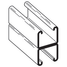Product image for B-Line B32A-120GLV 1-5/8"W x 1-3/8"H Back-to-Back Channel, Solid (No Hole Pattern), 12ga, 10ft Length, Pre-Galvanized