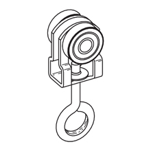 Product image for B-Line B477HP Plastic Roller Two Bearing Light-Duty Trolley Assembly with Eye Hook
