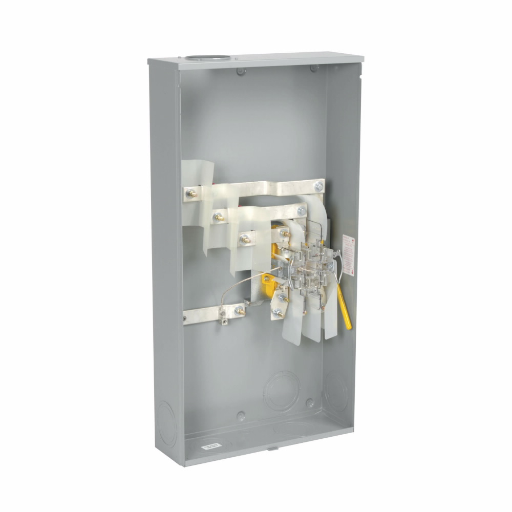 Product image for B-Line EL32T76GRST Single Meter Socket, 200 A, Test block, Ring type, 3R, ANSI 61 gray painted, 010 kAIC, #6-250 MCM, MCB, Galvanized steel, Surface mount, 5 jaws, 1 position, 1?/3W, Overhead feed