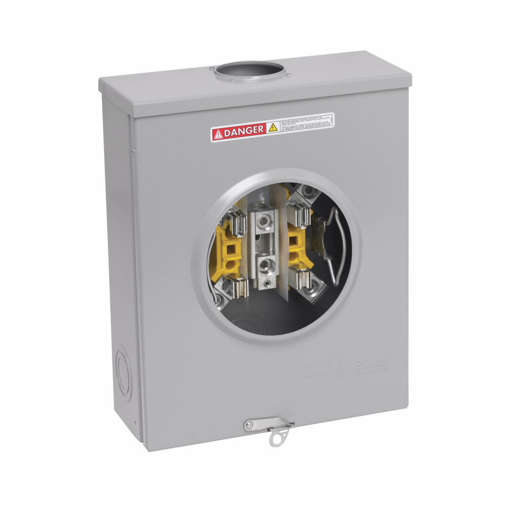 Product image for B-Line EN20L43GRST Single Meter Socket, AW Hub top provision, 200 A, Both, 4 jaws, Ringless, 3, Steel, ANSI 61 paint, Side, 1 pole, 3 wires, #6 AWG-350 KCMIL line lug size, #6 AWG-350 KCMIL load lug s