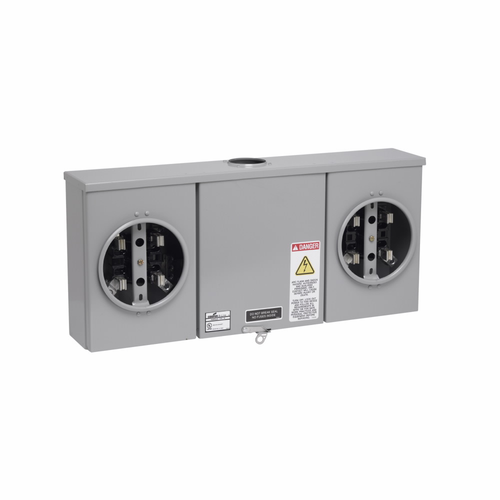 Product image for B-Line H012 Horizontal Meter Pack, 100 A, 225 A, None, Ring type, 3R, Overhead/underground, ANSI 61 gray paint, #6 - 250 MCM, #14 - 2/0, Galvanized steel, Surface mount, 4, 2, 3