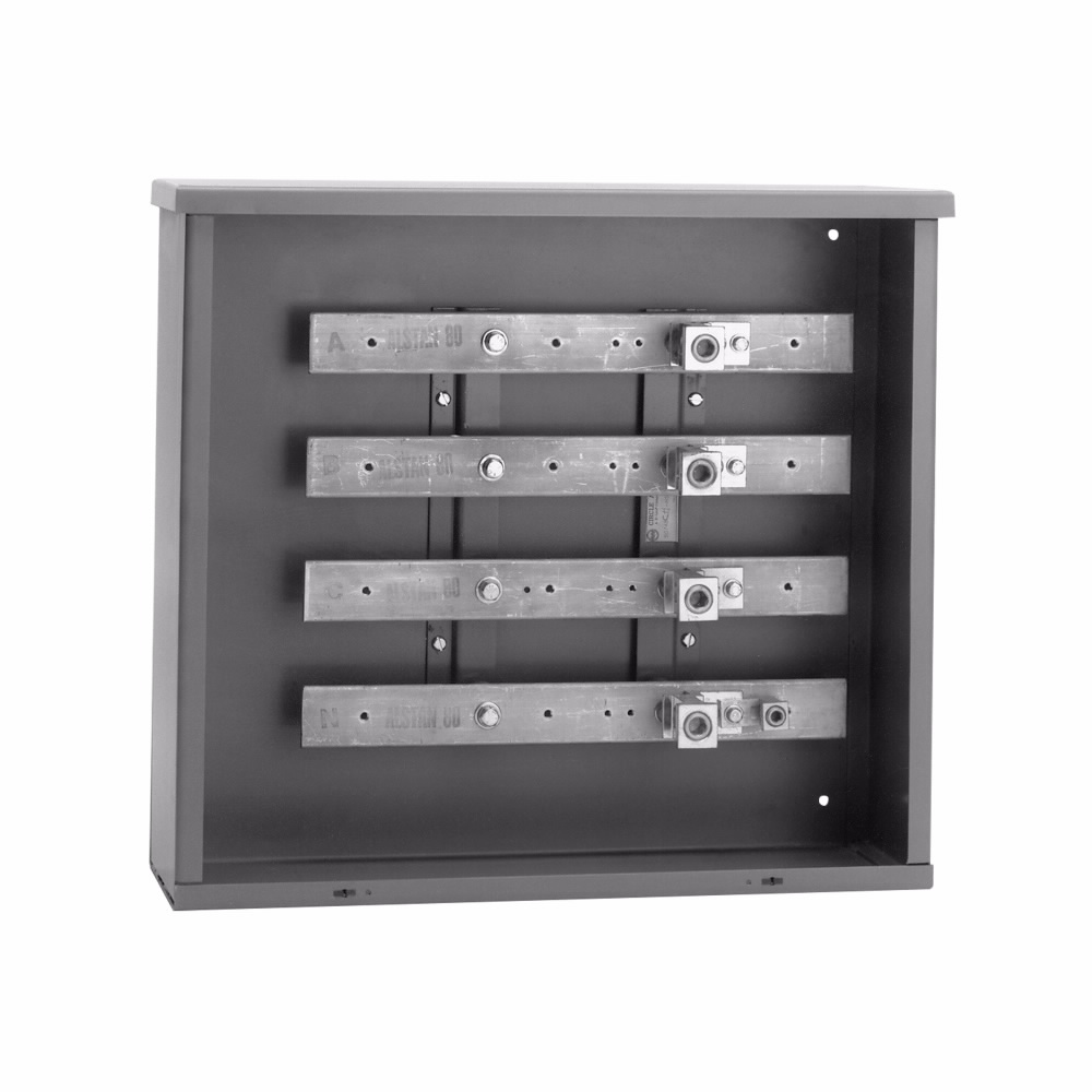 Product image for B-Line R1122-HCC 400 A, 3R, 10 kAIC, #4 - 600 MCM, 5 positions, 5/16" mounting holes for load lugs, Galvanized steel, 3?/4W, (2) 1/0-250 MCM cables, NEMA type 3R, 3?/4W, Surface mount