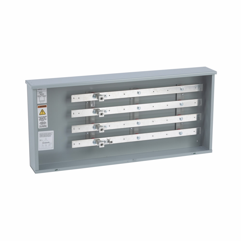 Product image for B-Line R1123-HCC 400 A, 3R, 10 kAIC, #4 - 600 MCM, 6 positions, 5/16" mounting holes for load lugs, Galvanized steel, 3?/4W, (2) 1/0-250 MCM cables, NEMA type 3R, 3?/4W, Surface mount