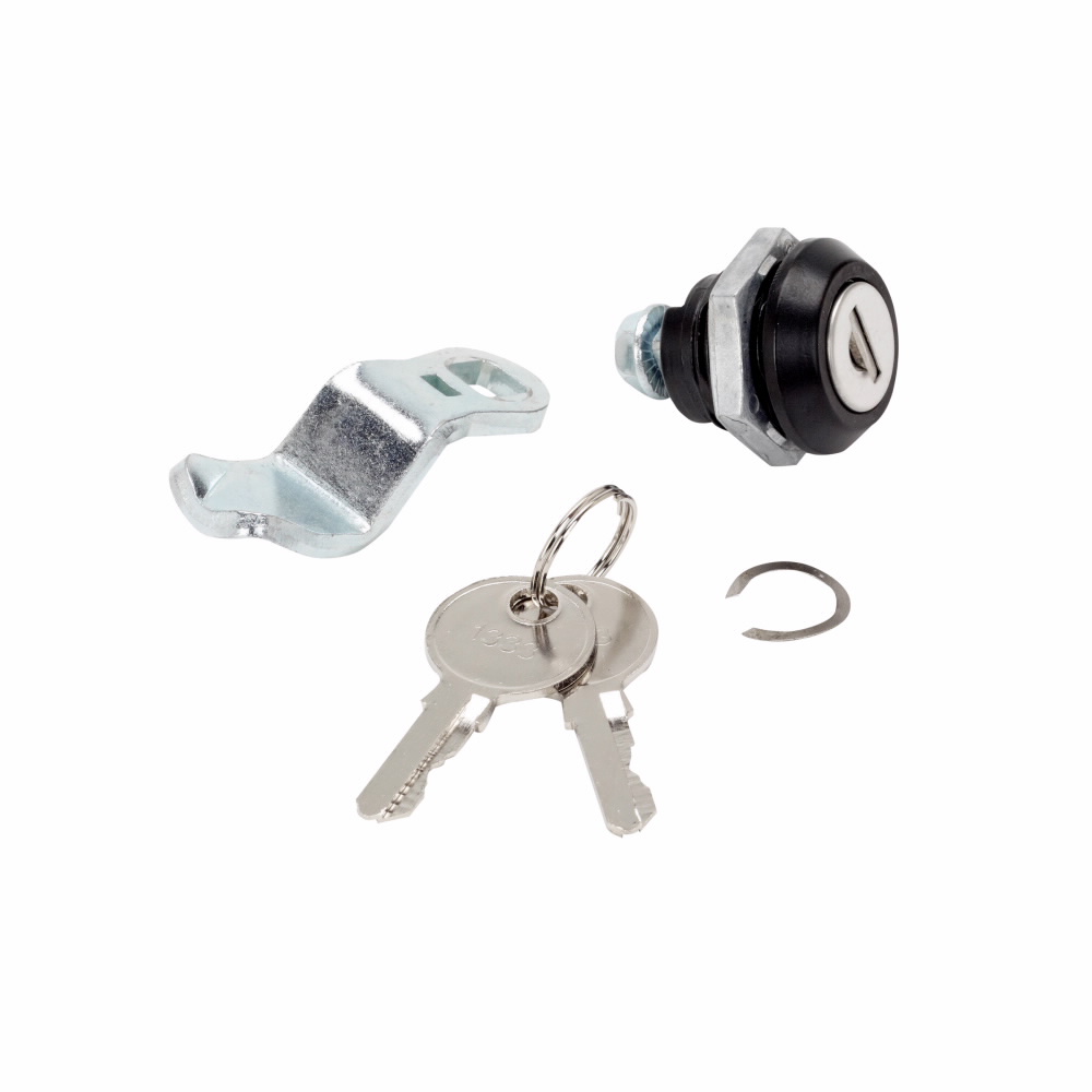 Product image for B-Line T1EFL lock latch and handle, NEMA 1, Plated, Used to lock type 1 panel enclosures, Steel, Type 1 enclosure flush lock, Locks, latches, inserts, and handles, flush locks