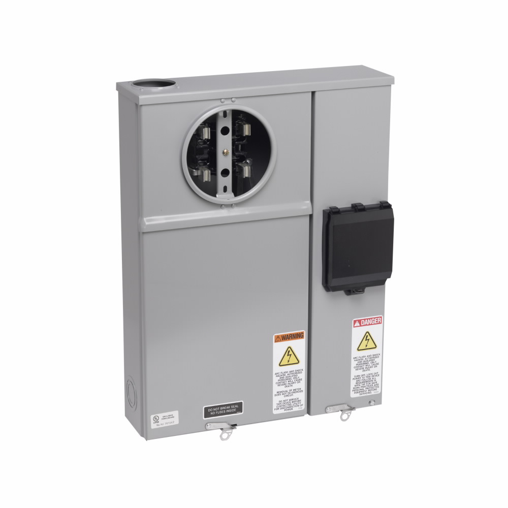 Product image for B-Line U214-MTBH-MS45 Meter Breaker, 100 A, Test block, Ring type, 3R, ANSI 61 gray painted, 042 kAIC, #6-250 MCM, MCB, Steel, Surface mount, 5 jaws, 1 position, 1?/3W, 22K AIC rated breaker