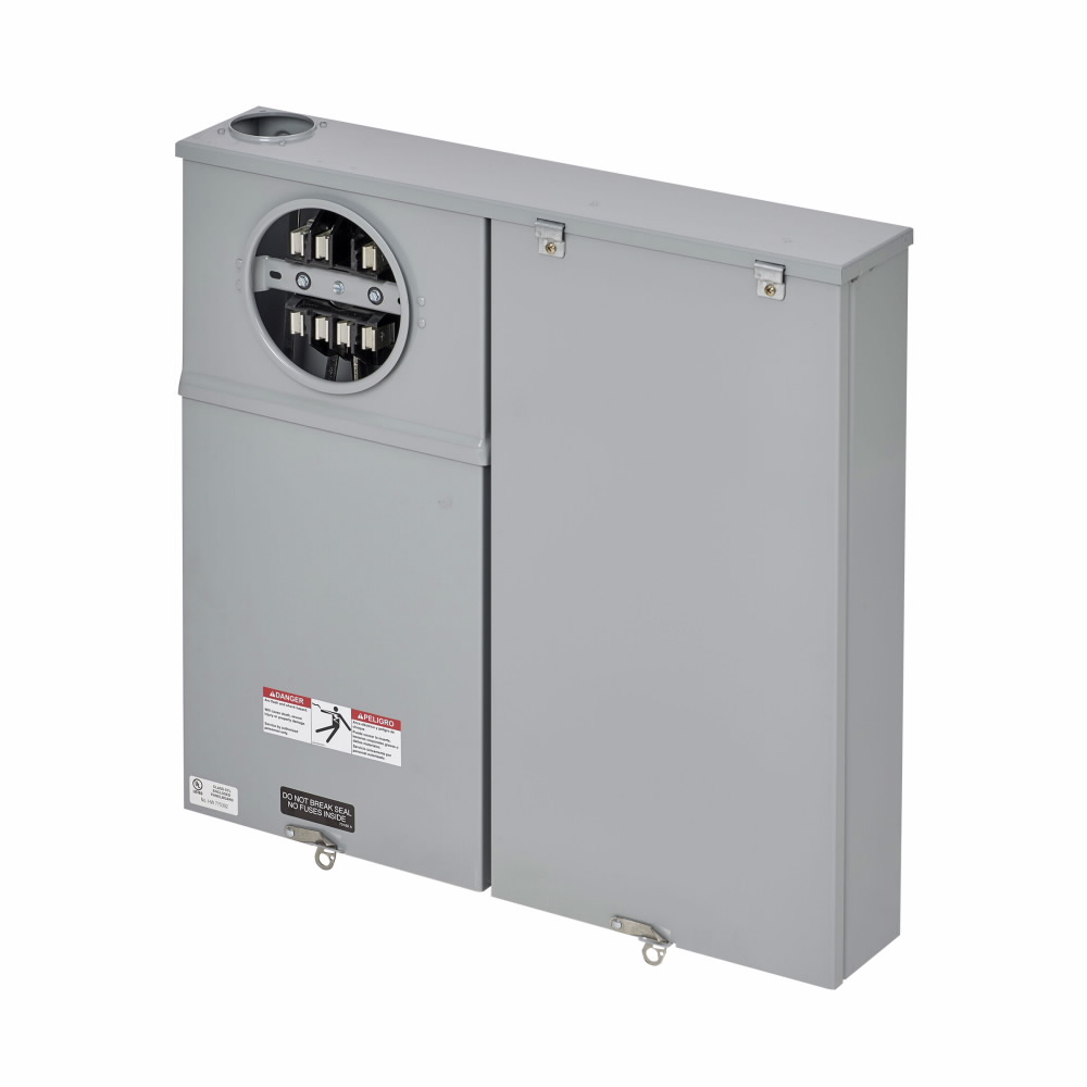 Product image for B-Line U217-MTBL Meter Breaker, 100 A, Test block, Ring type, 3R, ANSI 61 gray painted, #6-250 MCM, Main Fuse, Steel, Surface mount, 7 jaws, 1 position, 3?/4W, Overhead feed