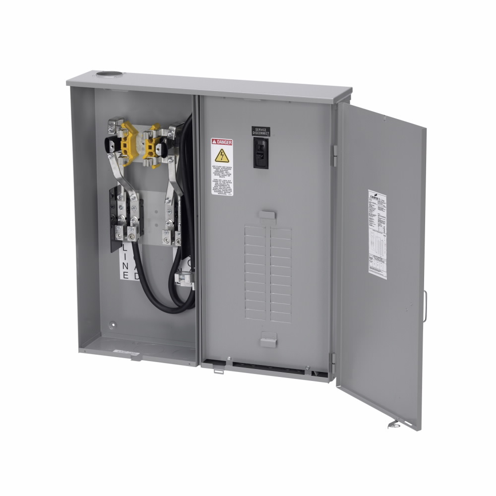 Product image for B-Line U224-MTBL Meter Breaker, 320 A, Manual circuit closing, Ring type, 3R, ANSI 61 gray painted, #4-600 MCM, #4-600 MCM, Steel, Surface mount, 4 jaws, 1 position, 1Ø/3W, Overhead and underground feed