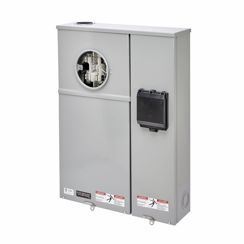 Product image for B-Line U227-MTB Meter Breaker, 200 A, Test block, Ring type, ANSI 61 gray painted, #6-250 MCM, #6-250 MCM, Surface mount, 4 jaws, 3?/4W