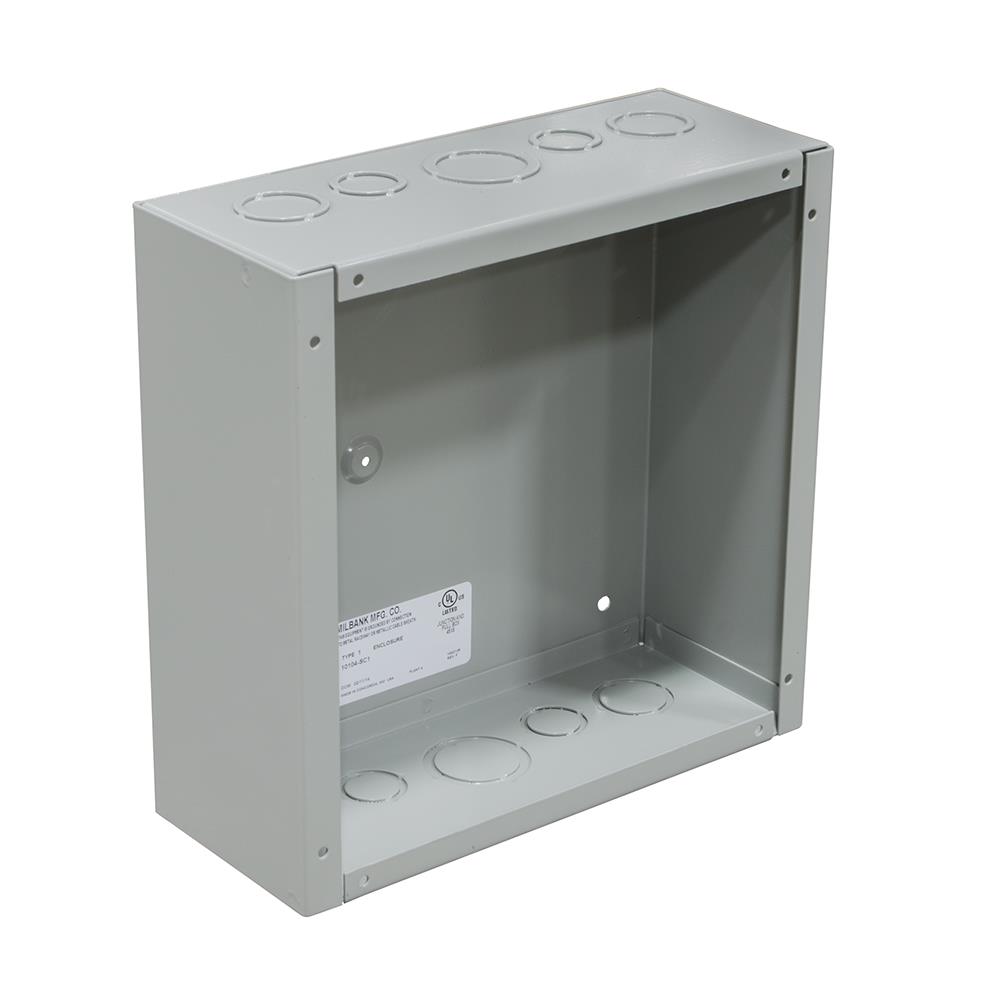 10x6x10 Screw Cover Type 1 UL Listed Steel Knockouts ANSI 61 Gray Cover with Teardrop Slots Mounting Holes in Back