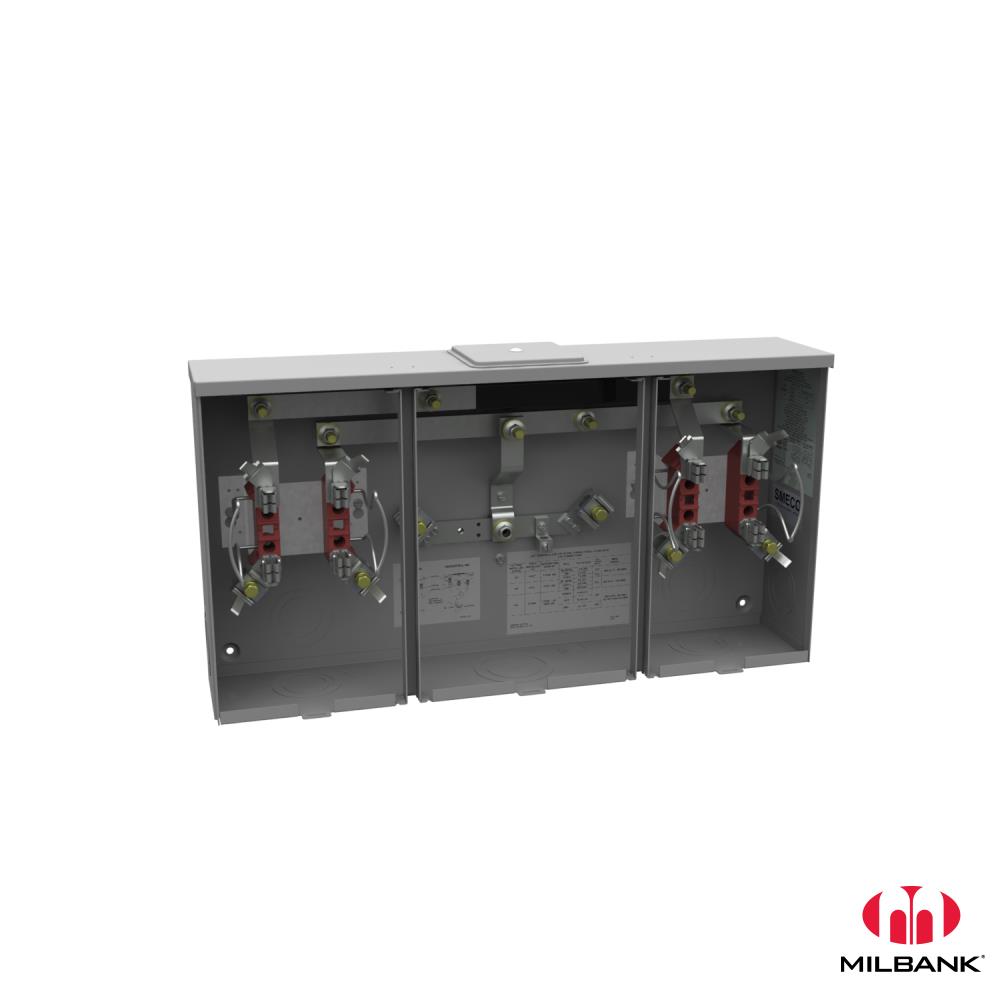 Product image for Milbank U1252-X-KK 300 VAC 200 Amp 4-Terminal 1-Phase 2-Position Ringless Center Wireway Meter Socket