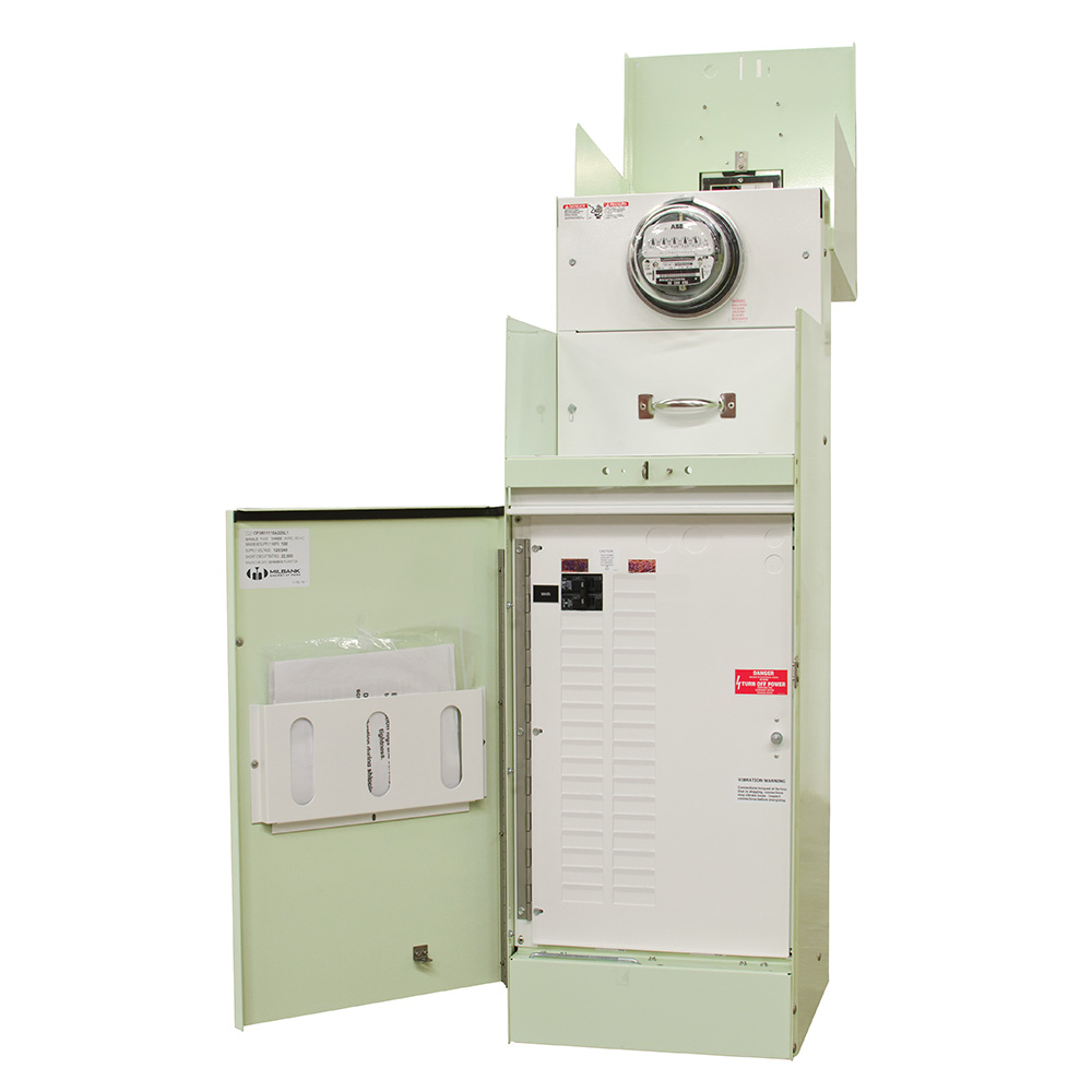 Product image for Milbank CP3B11115A22 Ring Type 100 Amperes 240 Volt 4 Terminal Main Circuit-breaker 16 Circuit Loadcenter 22k Mint Green