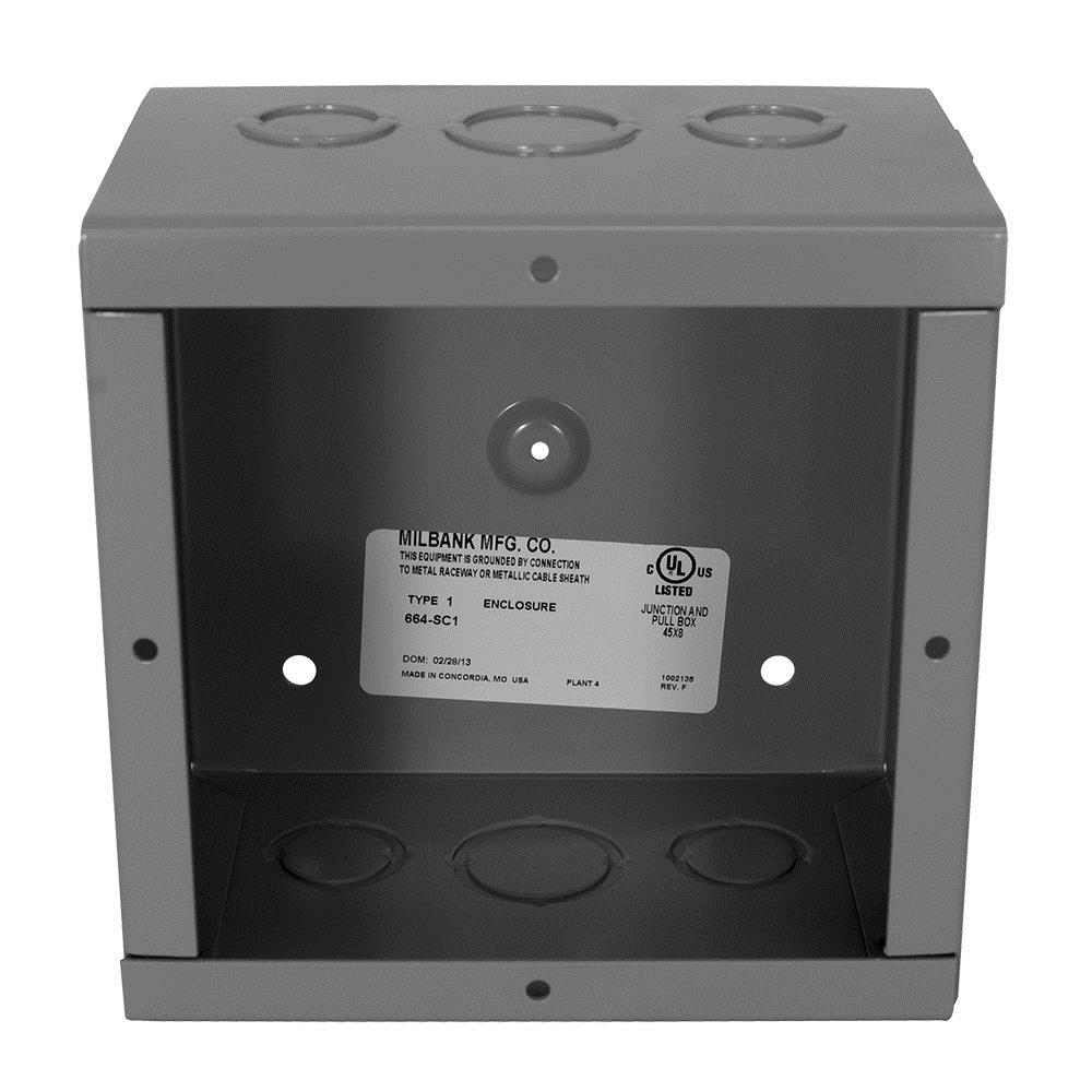8x6x6 Screw Cover Type 1 UL Listed Steel Knockouts No Paint Cover with Teardrop Slots Mounting Holes in Back