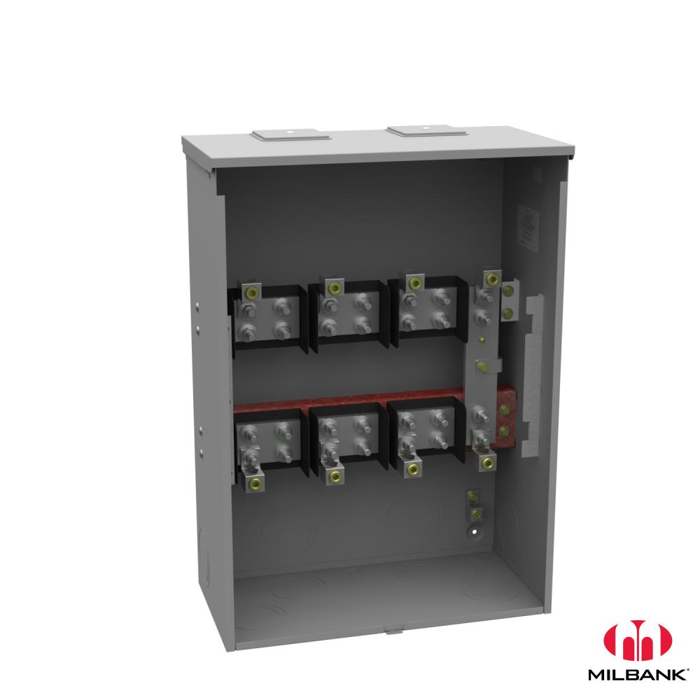 Product image for Milbank U5944-XT-181 13 Terminal Ringless 2 Large Closing Plates Test Switch Prewired 24in-34in-12in Painted Steel Single Front Lift Off Cover Hasp