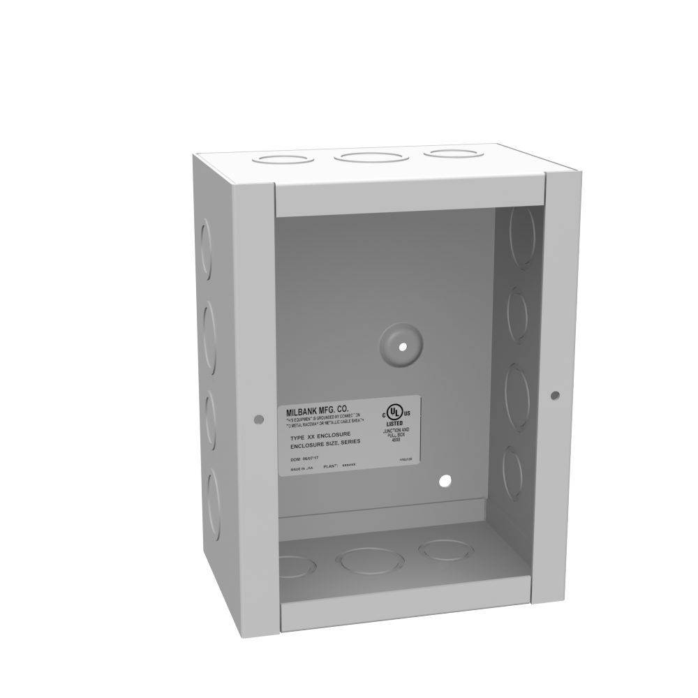 8x4x6 Screw Cover Type 1 UL Listed Steel Knockouts ANSI 61 Gray Cover with Teardrop Slots Mounting Holes in Back