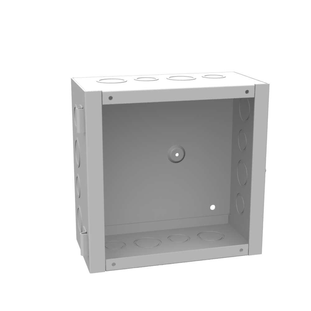 8x4x8 Hinge Cover Type 1 UL Listed Steel Knockouts ANSI 61 Gray Flush Pull Ring Formed Hinges Mounting Holes in Back