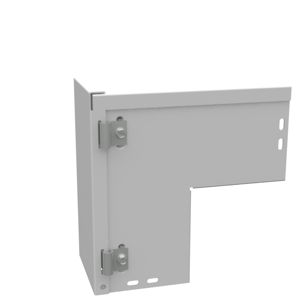 8.438x4.125x8.438 Wireway Elbow 90 for Hinge Wireway Outside Opening ANSI 61 Gray Steel