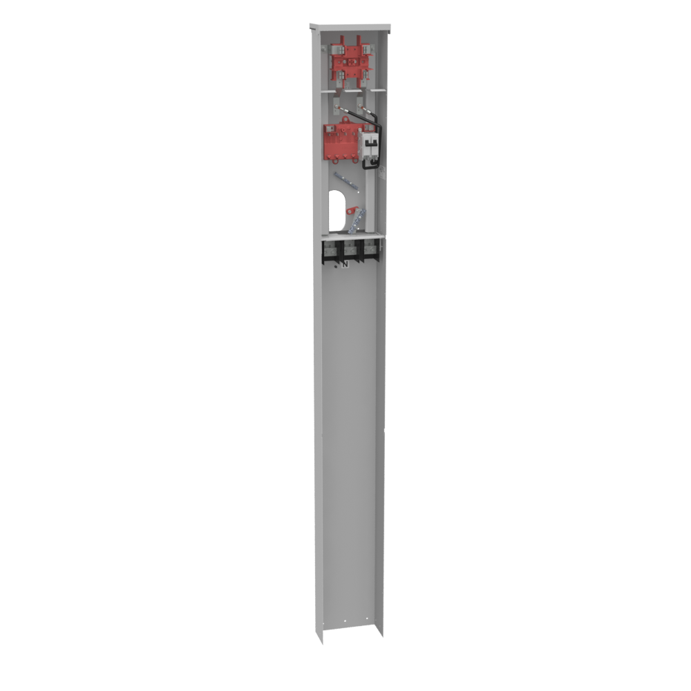 Product image for Milbank MPRV-100-MB-78 4 Terminal Ring Type Plain Top 1-100 Ampere Main Breaker Single Pedestal Direct Bury Series Wired Small Frame Breaker