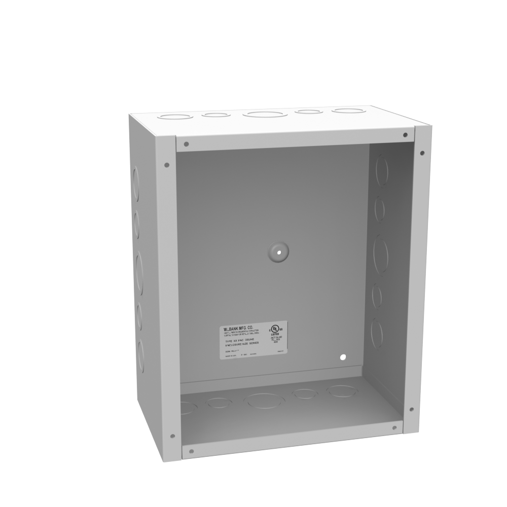 12x6x10 Screw Cover Type 1 UL Listed Steel Knockouts ANSI 61 Gray Cover with Teardrop Slots Mounting Holes in Back
