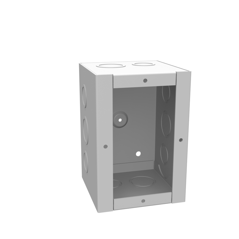6x4x4 Screw Cover Type 1 UL Listed Steel Knockouts ANSI 61 Gray Cover with Teardrop Slots Mounting Holes in Back