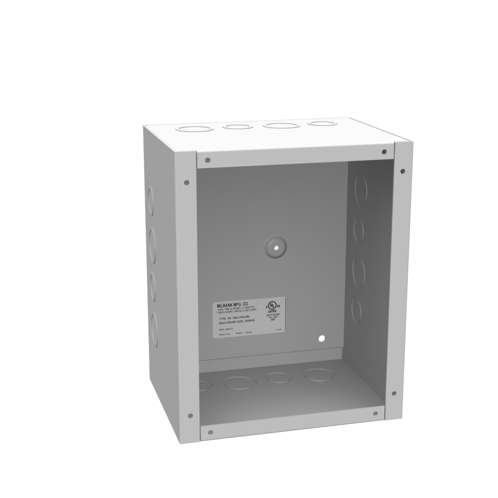 10x6x8 Screw Cover Type 1 UL Listed Steel Knockouts ANSI 61 Gray Cover with Teardrop Slot Mounting Holes in Back