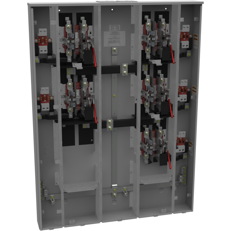 Milbank U4375-XT-5T9 5 Terminal Ringless 2 Large Closing Plate Lever Bypass 5 Position 5-200 Ampere Main Breaker Provision 5th Terminal 9 Oclock Position