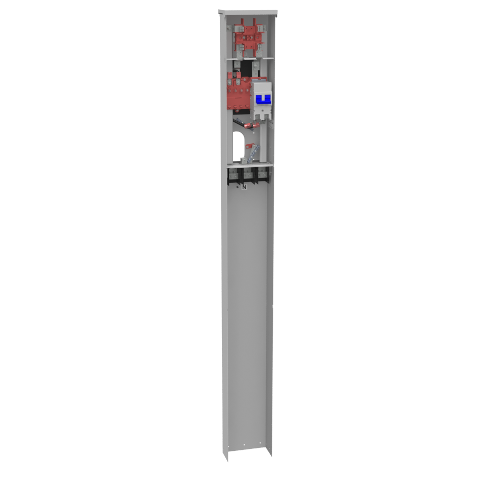 Product image for Milbank MPAP-100-MB-78 4 Terminal Ring Type Plain Top 1-100 Ampere Main Breaker Single Pedestal Direct Bury Series Wired Large Frame Breaker