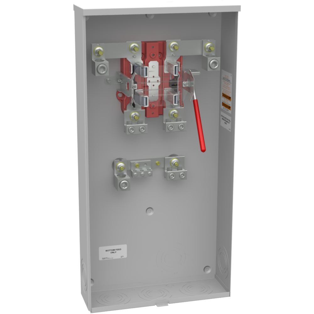 Product image for Milbank U1129-O-K3L-K2L 4 Terminal Ringless Plain Top Lever Bypass Single Connector Locking 4-600kcmil Double Connector Locking 6-350kcmil Top Facing Socket