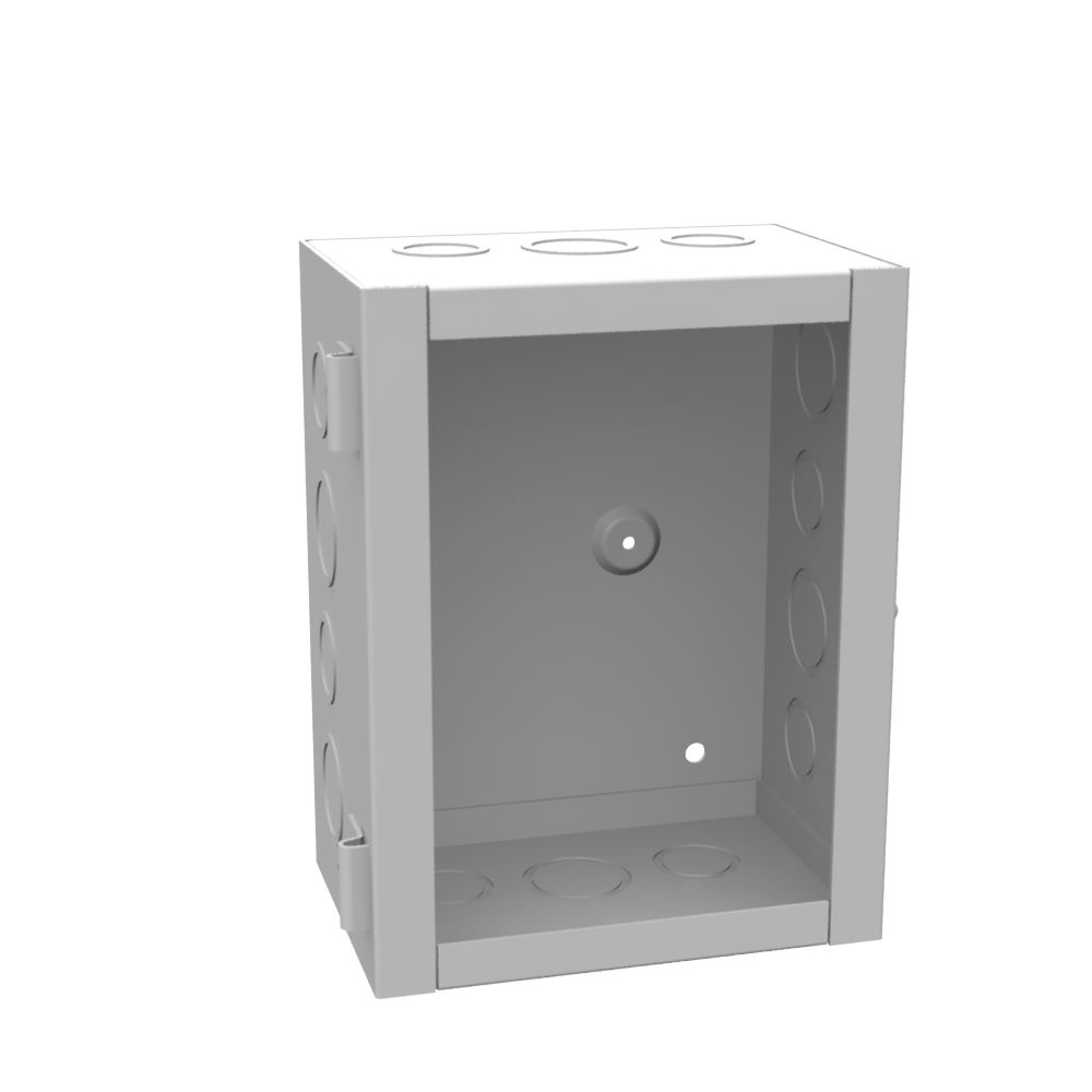 8x4x6 Hinge Cover Type 1 UL Listed Steel Knockouts ANSI 61 Gray Flush Pull Ring Formed Hinges Mounting Holes in Back