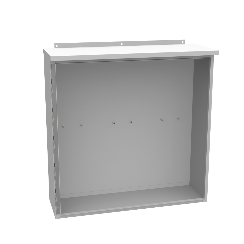 36x11x36 Hinge Cover Type 3R UL LIsted Steel No Knockouts ANSI Gray Continuous Hinge Slotted Quarter Turn Latch Padlocking Wing Handle Weld Studs in Back Door Stiffener Ground Stud