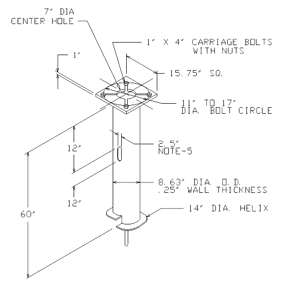 Product image for Hubbell Power C11242NG4VP Pole Base Foundation, 8-5/8" OD x 60" Long