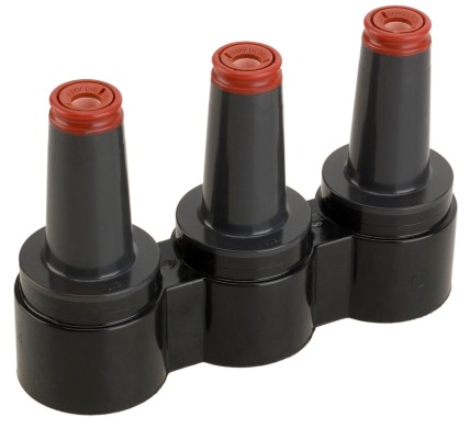Product image for Hubbell Power 215J3U 200 Amp 15 kV 4-Position Loadbreak Junction with U-Strap