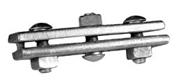 Product image for Hubbell Power 6462 5/8 Inch 2-Bolt 4 x 1-21/32 Inch Hot Dip Galvanized Steel Guy Clamp