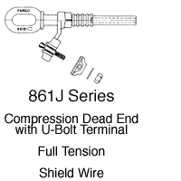 Product image for Hubbell Power 861225J U-Bolt Jumper Pad Galvanized Forged Steel Static Wire Compression Deadend