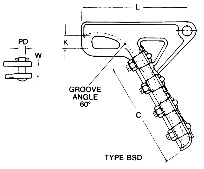 Product image for Anderson BSD84S 4/0 AWG to 500 MCM 25000 lb Bronze Bolted Quadrant Strain Clamp Deadend