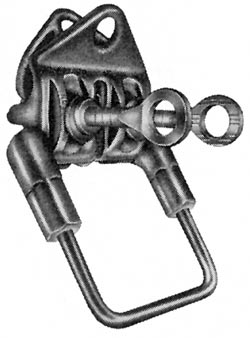 Product image for Hubbell Power ESCB202 6 to 2/0 AWG Bronze Spring Loaded Line Snapper Overhead Stirrup Clamp