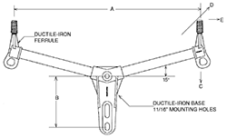 Product image for Chance 2SBH60VV1 2 x 60 Inch 2-Phase Plastisol Coated Thread Vertical Pin Standoff Bracket