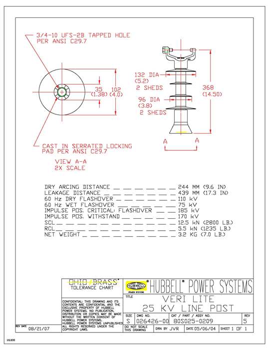Product image for CHANCE 80S0250209 VLLP SR 25KV VCT/