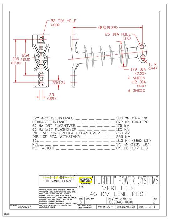 Product image for CHANCE 80S0460000 VLLP SR 46KV BLAD