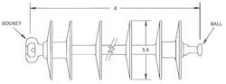Product image for Hubbell Power 4050041301 0.625 Inch 150 kA Rod Suspension Insulator