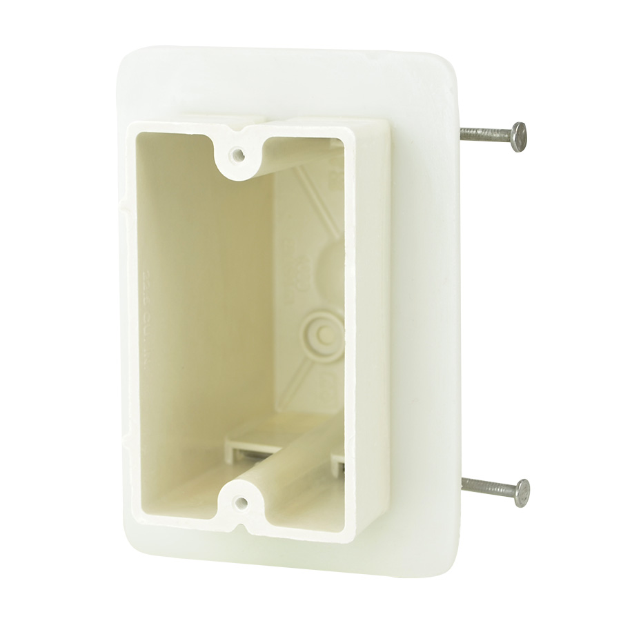 Product image for Allied Moulded Products 1099-NV2 3-9/16 x 2-1/4 x 3-3/4 Inch 22.5 In. 1-Gang Angled Mid-Nail Switch/Receptacle Outlet Box