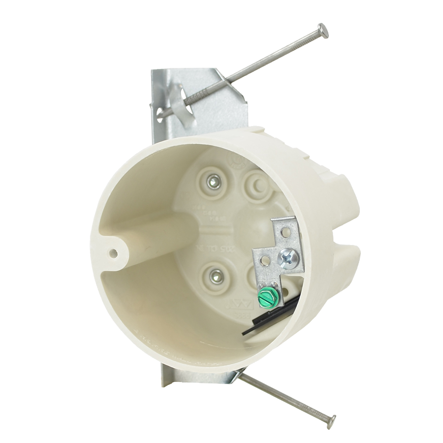 Product image for Allied Moulded Products 9335-HNGK 2-7/8 x 3-1/2 Inch 20.5 In. Fiberglass Round Ceiling Fixture Outlet Box