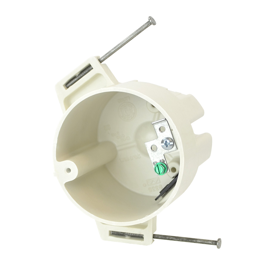 Product image for Allied Moulded Products 9335-NGK 2-7/8 x 3-1/2 Inch 20.5 In. Fiberglass Round Ceiling Fixture Outlet Box