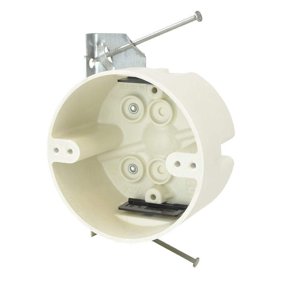 Product image for Allied Moulded Products 9350-HNK 2-3/8 x 4 Inch 22.5 In. Fiberglass Round Ceiling Fixture Outlet Box