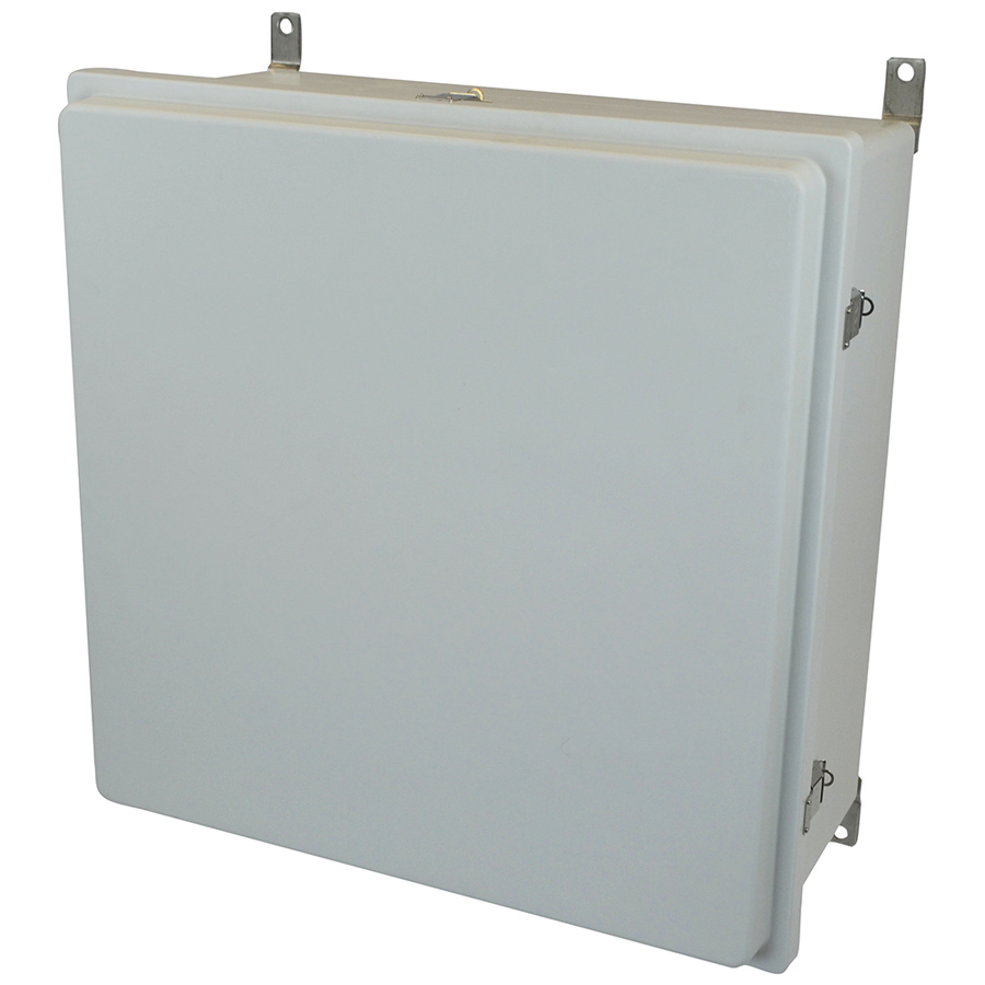 Product image for Allied Moulded Products AM24240RL 24 x 24 x 10 Inch NEMA 4X Fiberglass Enclosed Raised Quick Release Latch Hinged Cover