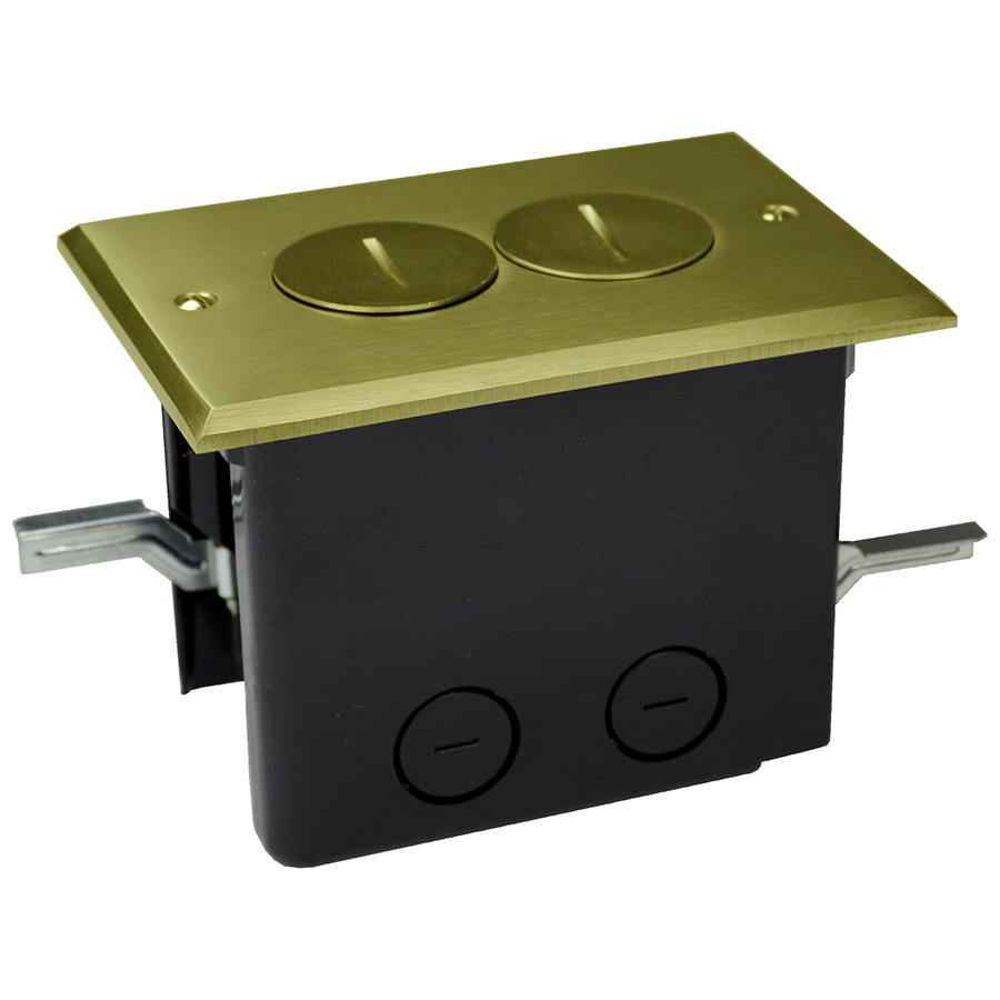 ALLM FB-2 RECTANGUAL FLOOR BOX DUP BRASS