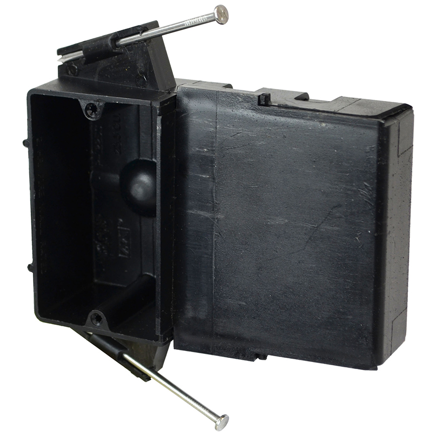 Product image for Allied Moulded Products P-122SC 1-23/32 x 2-9/32 x 3-3/4 Inch 24 In. 1-Gang Angled Mid-Nail Switch/Receptacle Outlet Box