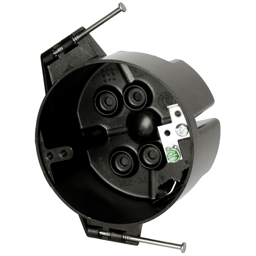 Product image for Allied Moulded Products PC234-NG 2-3/8 x 4 Inch 23 In. Polycarbonate Round Ceiling Fixture Outlet Box