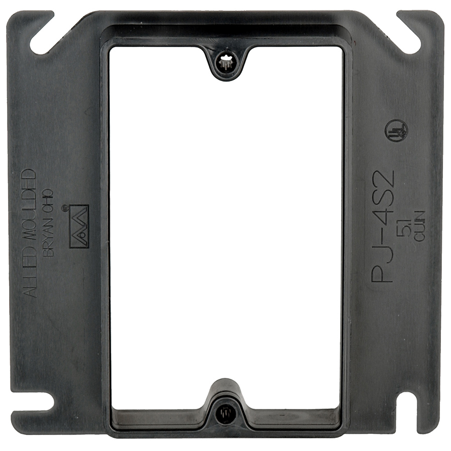 Product image for Allied Moulded Products PJ-4S2 4 Inch Square 1-Gang Plaster Ring Electrical Junction Box