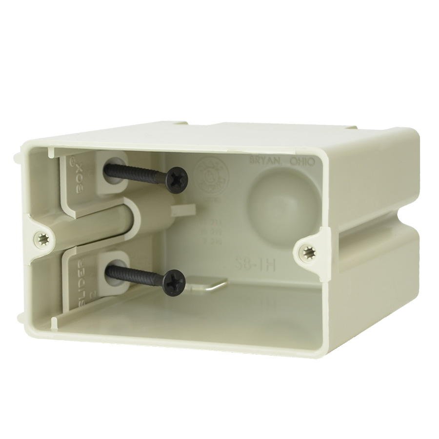 Product image for Allied Moulded Products SB-1H 3-9/16 x 3-3/4 x 2-1/4 Inch 23 In. 1-Gang Steel Stud/Wood Screw Switch/Receptacle Outlet Box