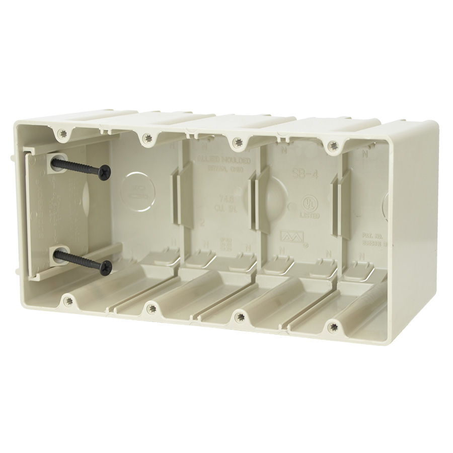 Product image for Allied Moulded Products SB-4 4-Gang 74.8 Inch . Internal Screws Switch and Outlet Box